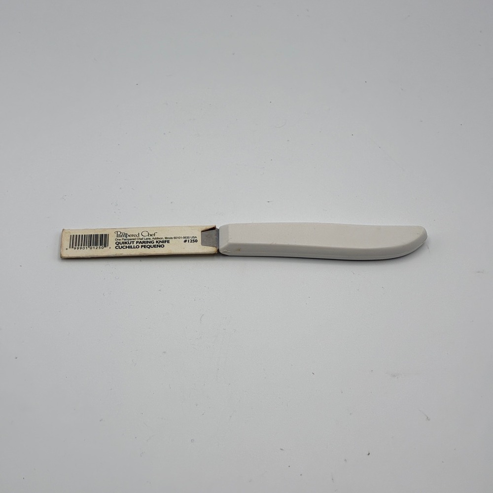 Pampered Chef Quikut Paring Knife White Handle Stainless Steel Blade 1250